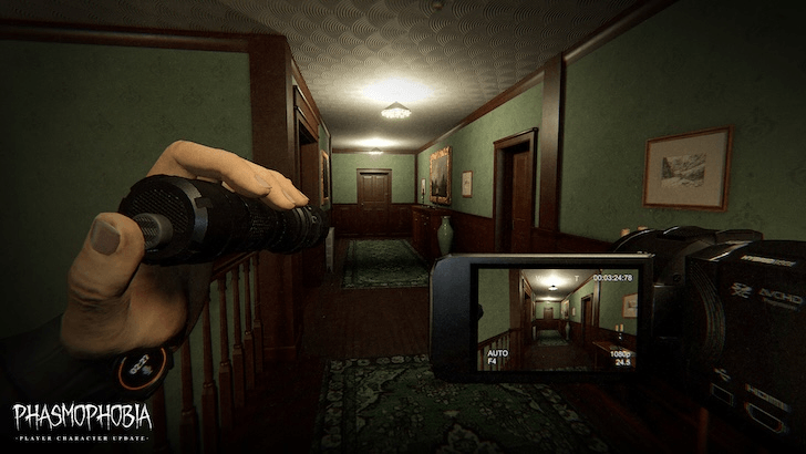 First-person view using a video camera in a hallway