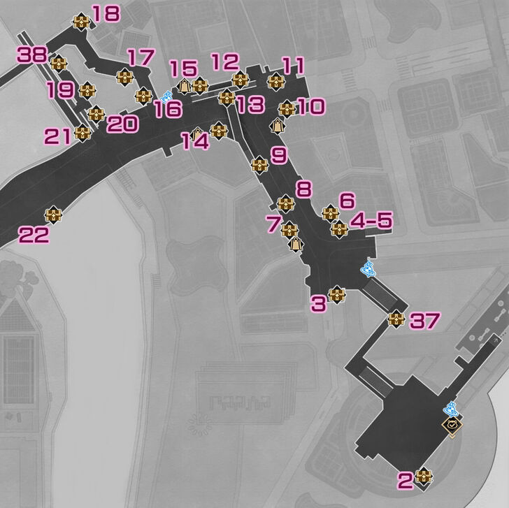 HSR Duomension City F1 East Treasure Chest Map