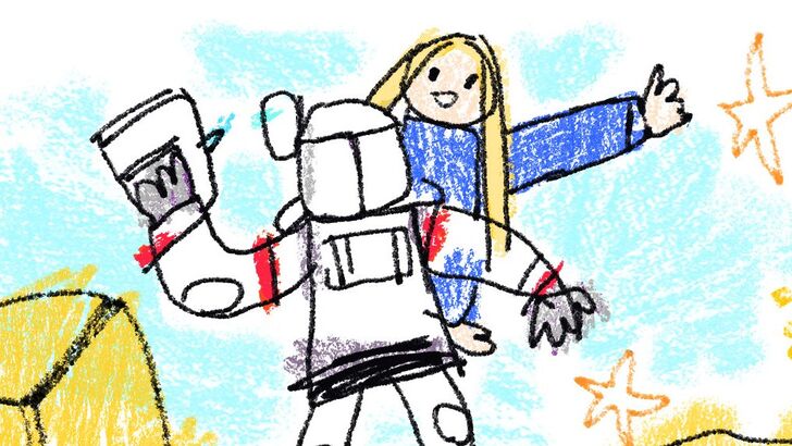 PRAGMATA Hugh carrying Diana drawing