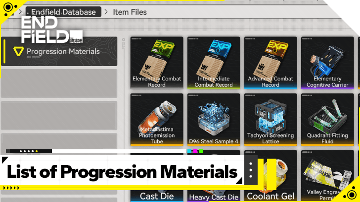 Arknights Endfield List of Progression Materials