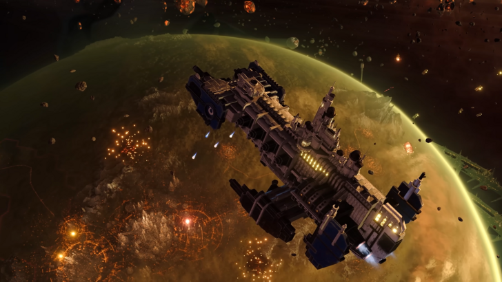 Total War: Warhammer 40,000 An Imperial spacecraft above a planet
