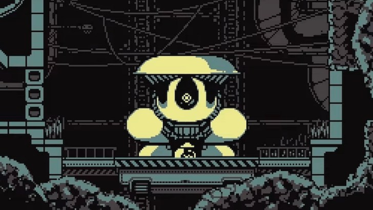 A large figure looming over the protagonist