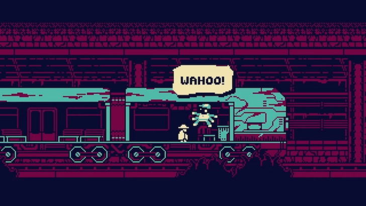 Gameplay scene on a train