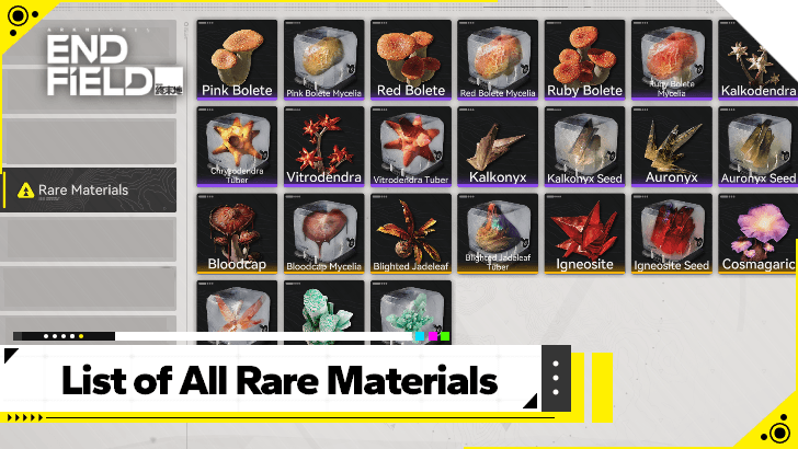 Arknights Endfield List of All Rare Materials