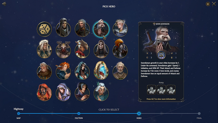 homm oe hero select screen