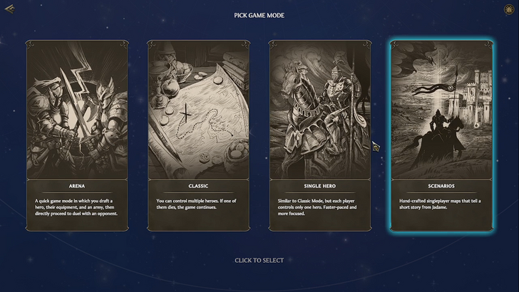 homm oe game mode select screen