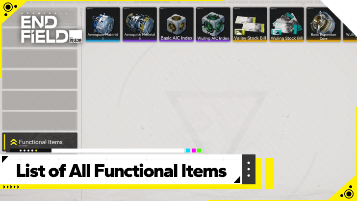 Arknights Endfield List of All Functional Items