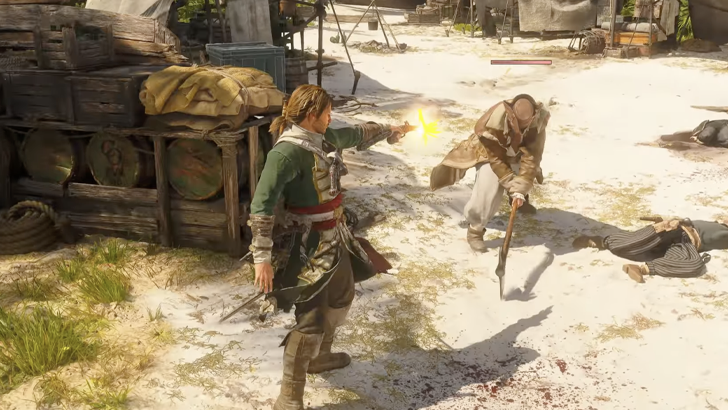 Edward using pistol in combat