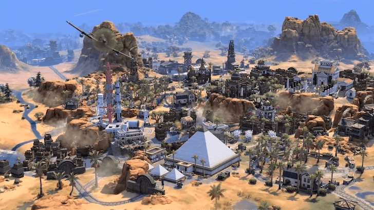 A Civilization 7 settlement during the Modern Age