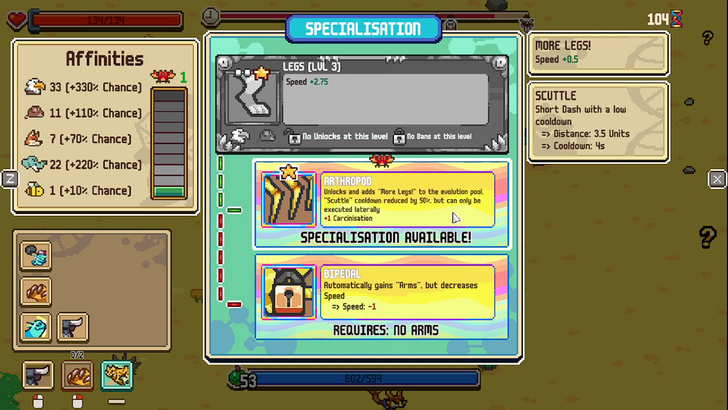 everything is crab specialization selection screen