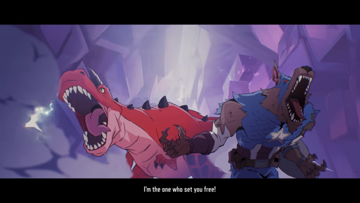 Devil Dino and Cap-Wolf Roaring