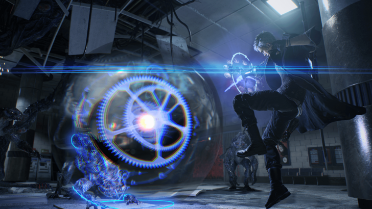 Devil May Cry 5 Nero attacks demons with his mechanical arm ability