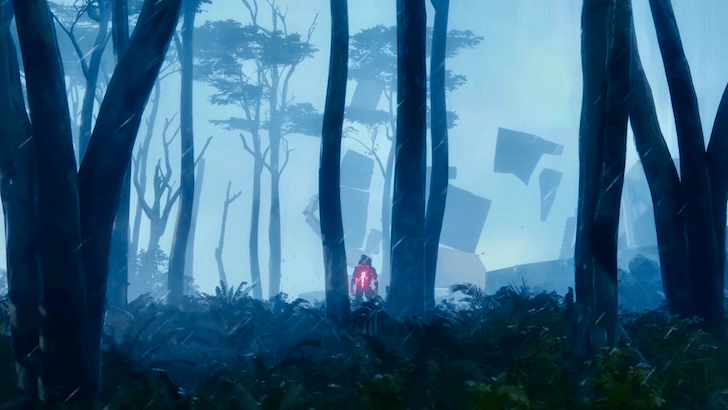 Runner standing in the forest