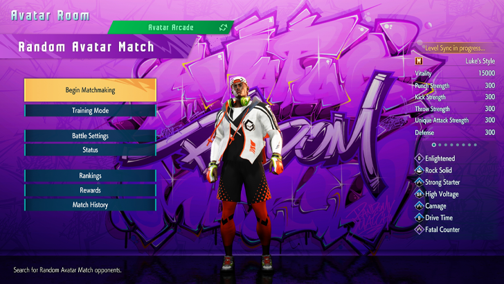random avatar match mode selection screen