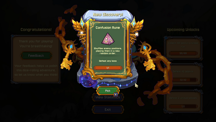 rune dice confusion rune unlock screen
