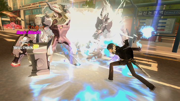 Closers A player character attacking monsters with a blue energy blast on a city street