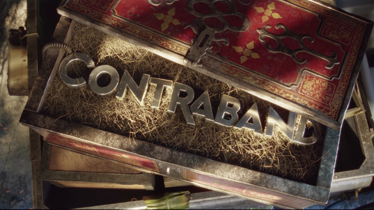 Contraband title gold bars in red chest