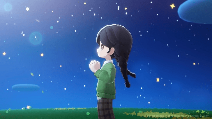 Character gazes at the star-filled sky