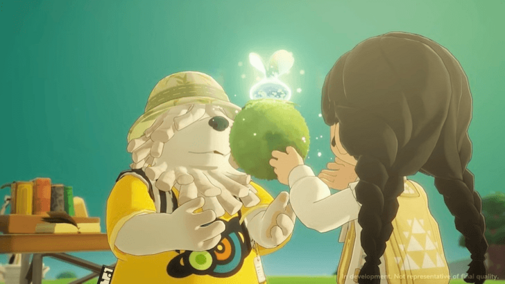 Player interacts with a fluffy creature