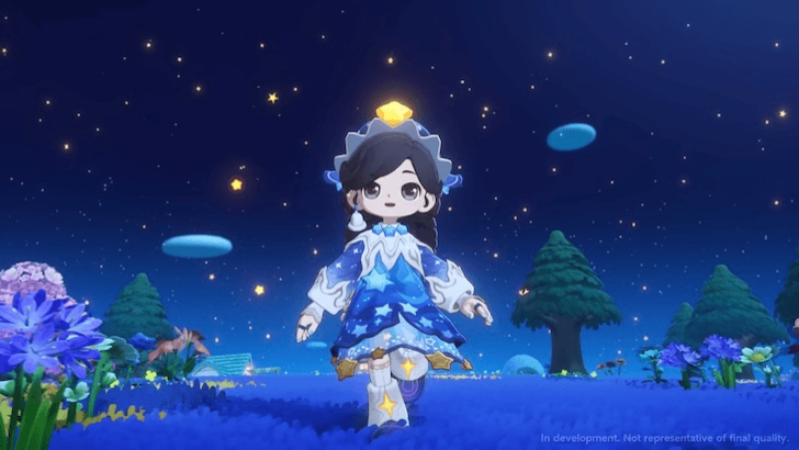 Character wearing a celestial-themed outfit