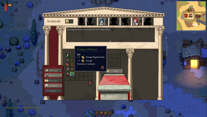 romestead altar upgrades selection screen