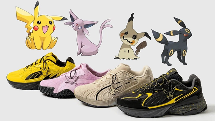 pokemon puma collab pikachu espeon mimikyu umbreon sneakers