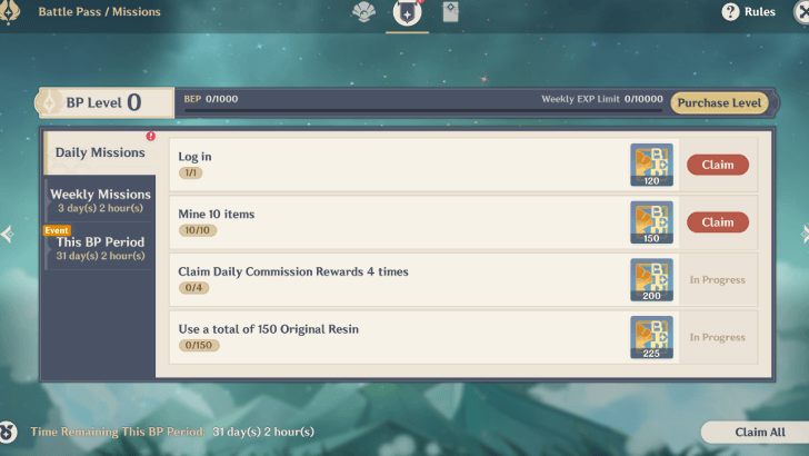 BP Daily Missions