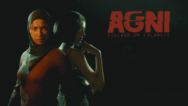 agni village of calamity title card with two women