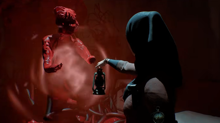 agni village of calamity gameplay agni holding lamp up to red monster
