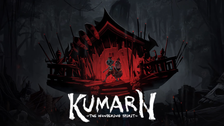 kumarn title card with house glowing red in forest