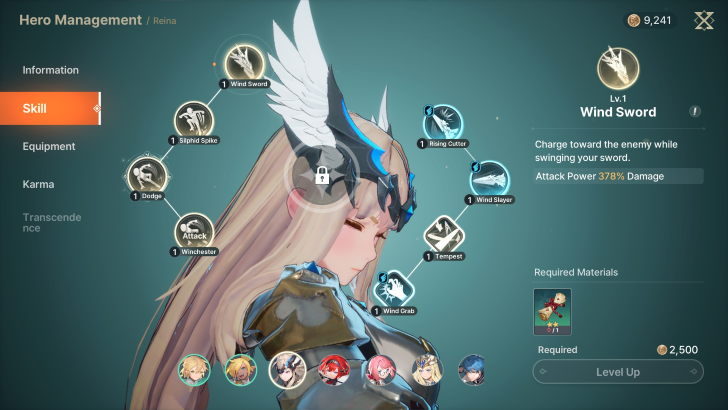 dragonsword awakening level up menu
