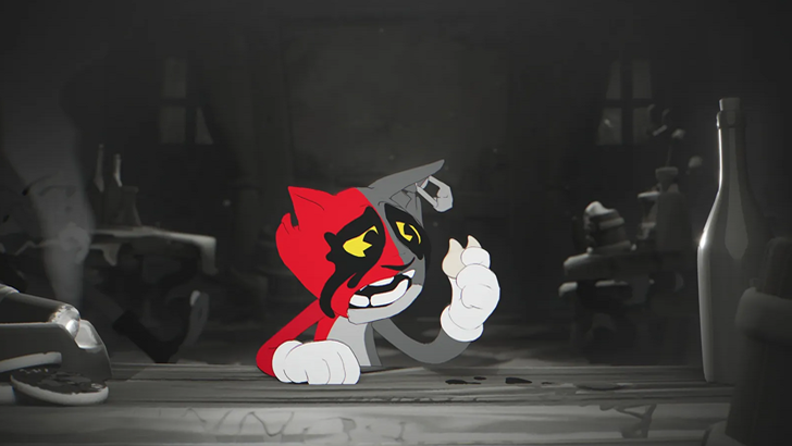 Into The Unwell A depressed cat holding a tooth while sitting in a bar