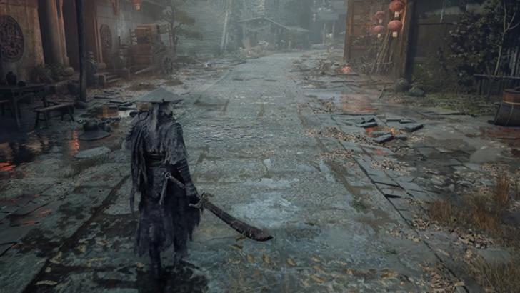 phantom blade zero soul walking wet street holding sword