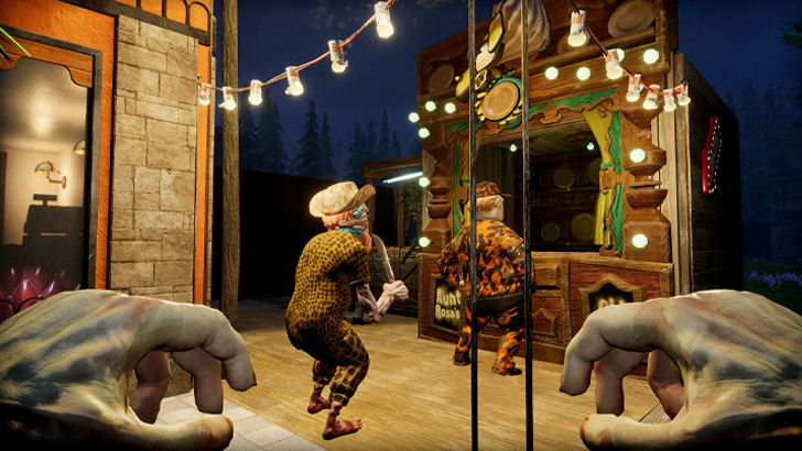my cannibal family fps gameplay two hands held out creeping towards people standing in line