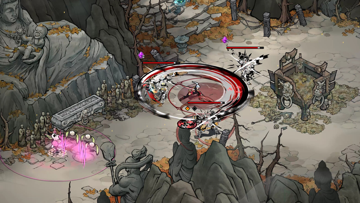 realm of ink gameplay red and black sword slashes