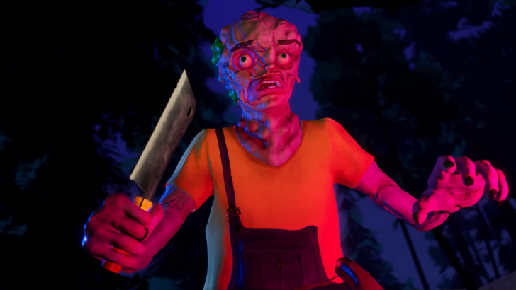 my cannibal family pink mutant wielding a cleaver