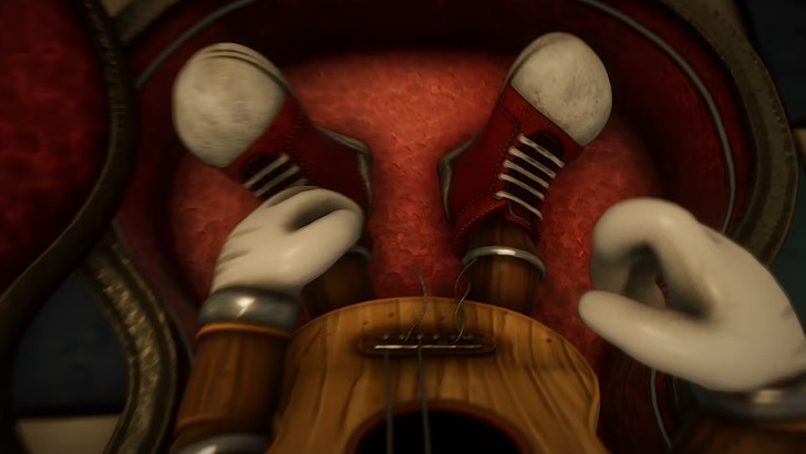 fret inside guitar case