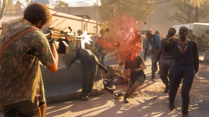 arizona sunshine gameplay man in hawaiian shirt shooting at zombies