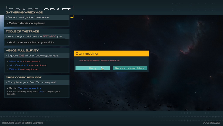 spacecraft connection lost screen