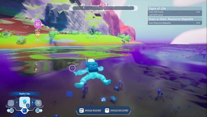 starseeker astroneer expeditions space cadet swimming in blue water