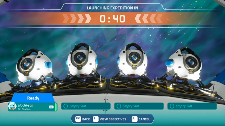starseeker astroneer expeditions four drop ships awaiting takeoff
