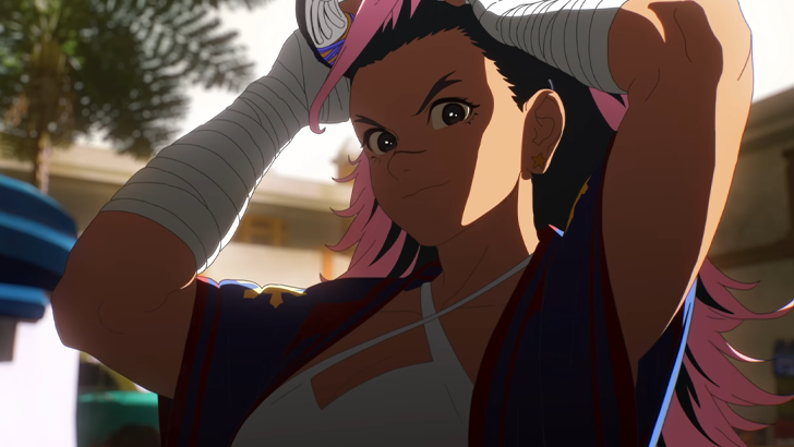 yasmine closeup holding up hair