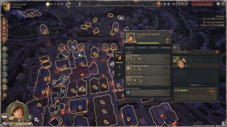 the guild europa 1410 overview of county with innkeepers business tab on the side