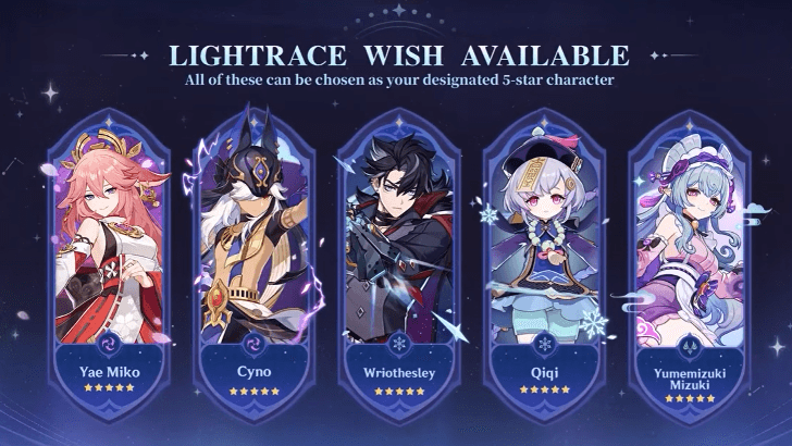 Genshin Impact - Lightrace Wish - Characters