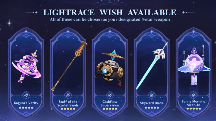 Genshin Impact - Lightrace Wish - Weapons