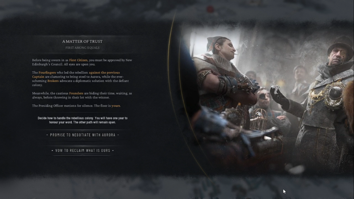 frostpunk 2 first citizen selection splash screen