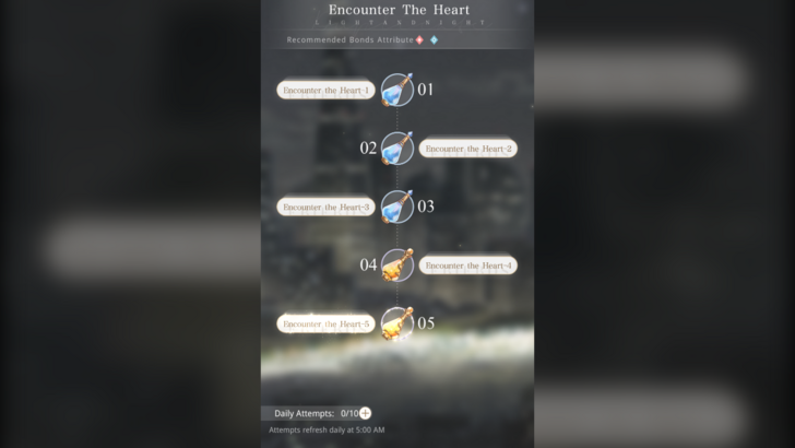 Max Used Attempts for Encounter the Heart Bond EXP Material