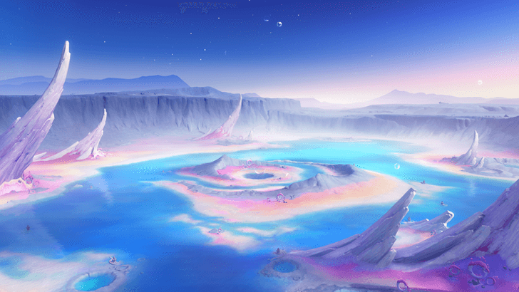 Genshin - Frost Moon Viewpoint - The Iridescent Lake