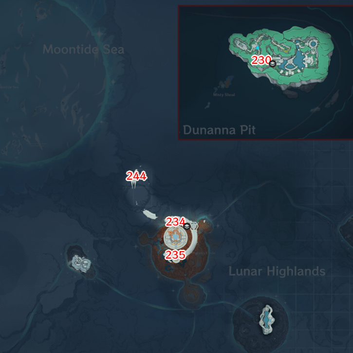 Genshin - Frost Moon Underground Flat Map Viewpoints