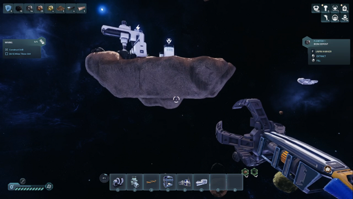 astro colony grappling hook pointed at a planetoid
